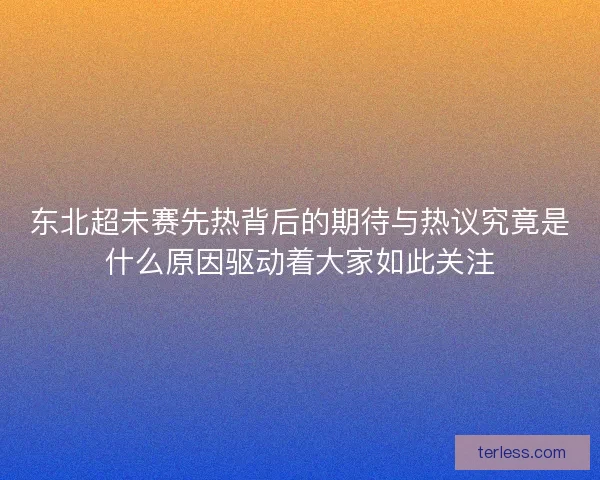 东北超未赛先热背后的期待与热议究竟是什么原因驱动着大家如此关注