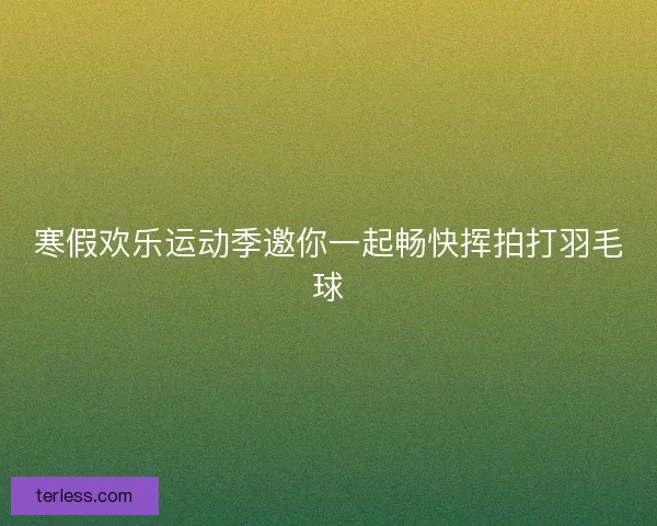 寒假欢乐运动季邀你一起畅快挥拍打羽毛球